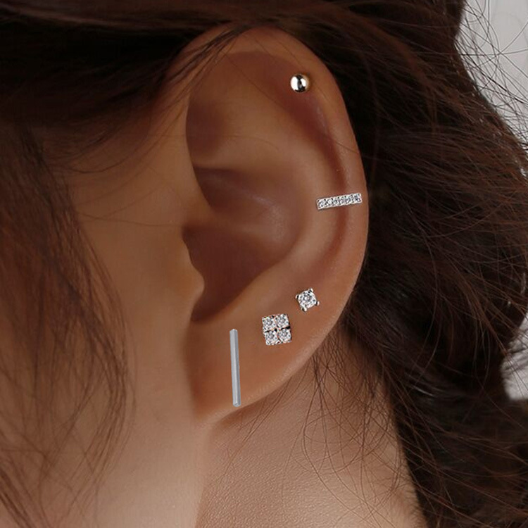 Geometric Stud Gold Plated Earrings Set