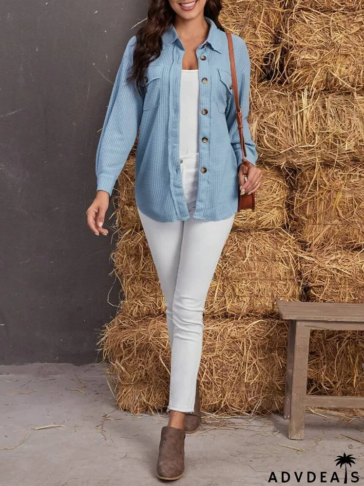 Flap Pocket Drop Shoulder Button Front Coat