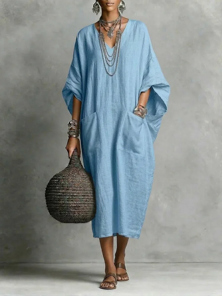 Casual cotton and linen dress