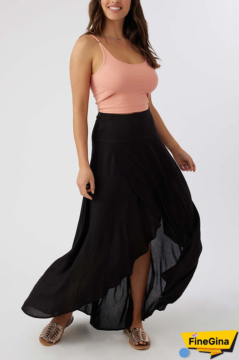 High Low Flare Shape Maxi Skirts