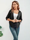 Open Front Solid Cardigan with 3/4 Sleeves, Elegant Spring/Summer Women's Clothing