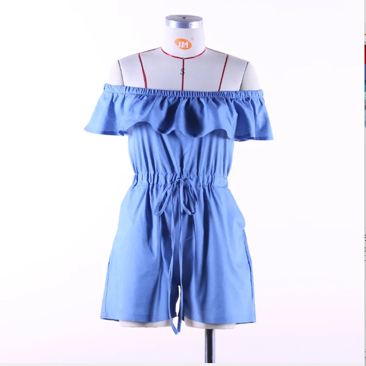 Athvotar Athvotar Straight Hair Women's Summer Dress New One-Word Flying Flying Sleeve With Lotus Leaf Side Pocket Jumpsuit