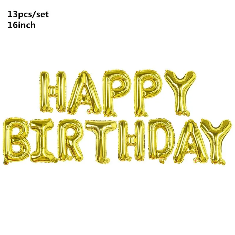 Black Gold Happy Birthday Banner Balloon Flag Adult 30th 40th 50th 60th Birthday Party Decoration Supplies Bunting Anniversary