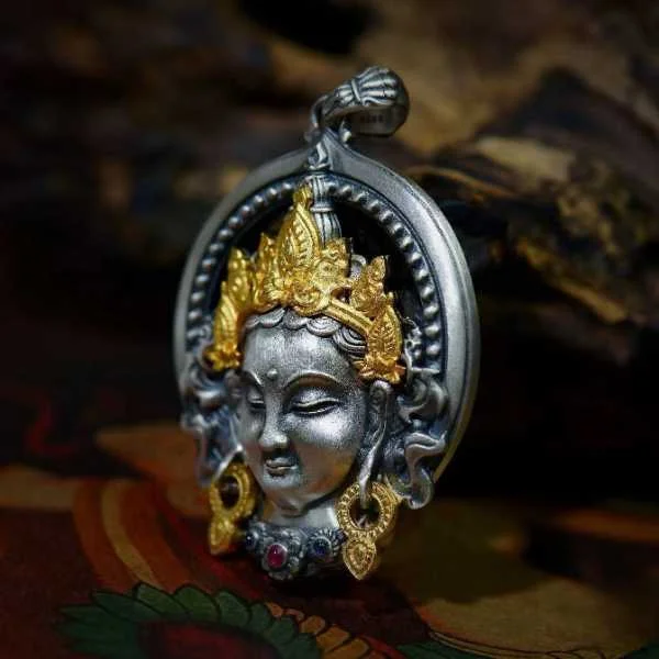 Sterling Silver Vintage Goddess Lucky Pendant Necklace