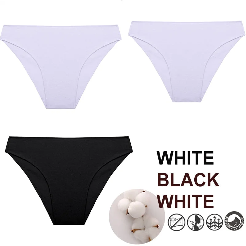 FINETOO 3PCS/Set M-XXL Panties Women Cotton Lingerie Woman Underwear Sexy Femme Underwear Girls Underpant Panty  7 Solid Colors