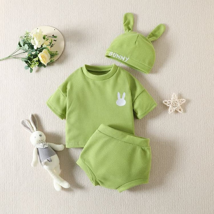 BUNNY Baby Tee Shorts with Bonnet