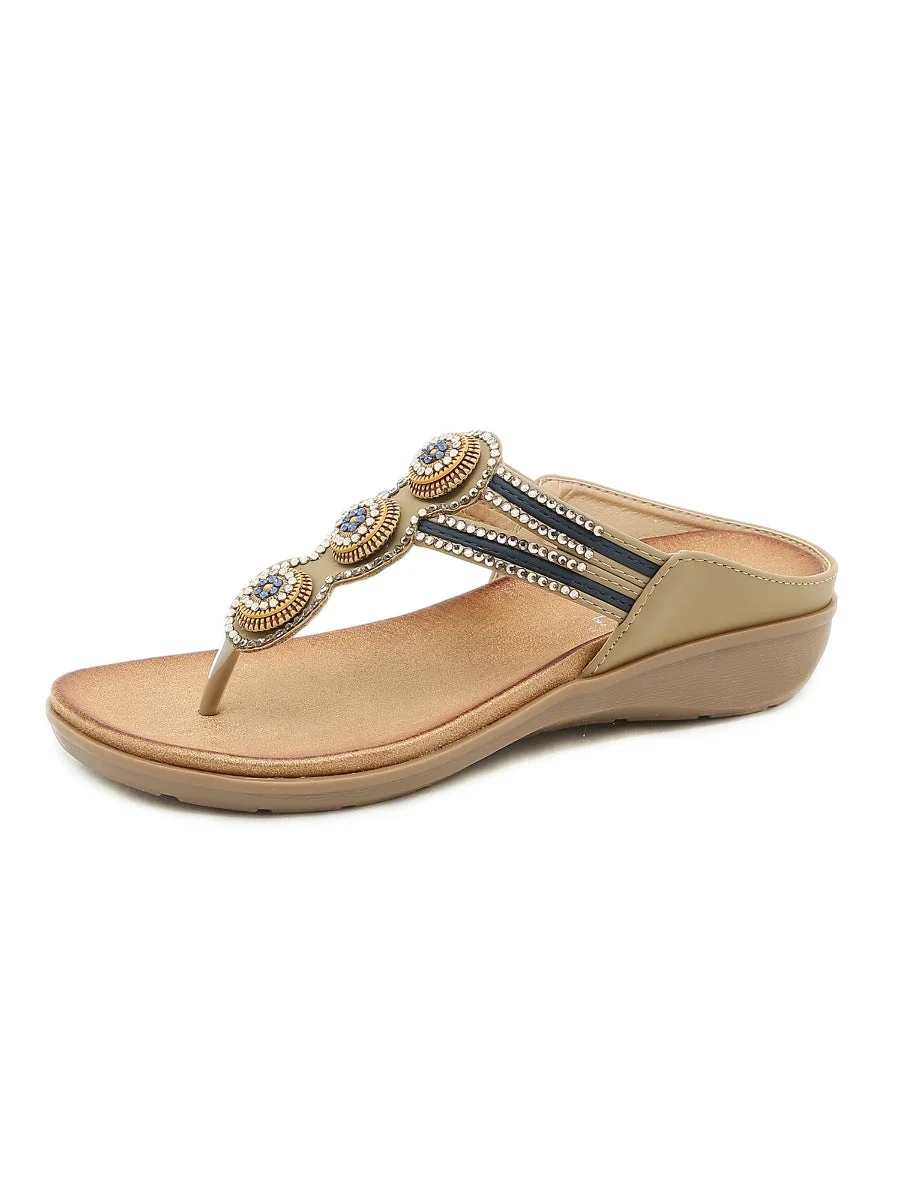 Rhinestone Bead-Accent Sandal