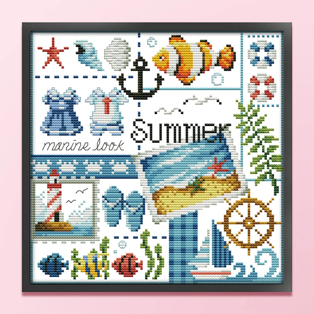 DIY Stamped Cross Stitch 16CT Partial Embroidery 24*23cm - Four Seasons Of Summer