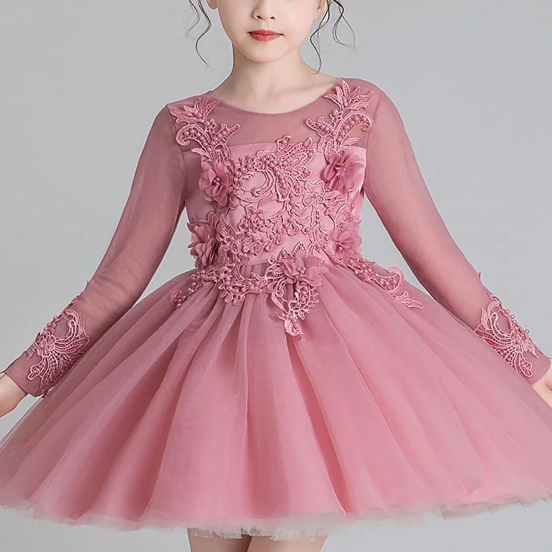 Dresses For Girls Wedding Party Frock Flower Gown Princess Kids Dress Children's Embroidery Tutu Short Dress dm1211