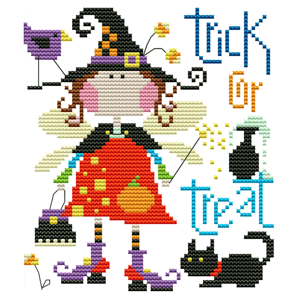 

Halloween elf - 14CT Stamped Cross Stitch - 17*19cm, 501 Original