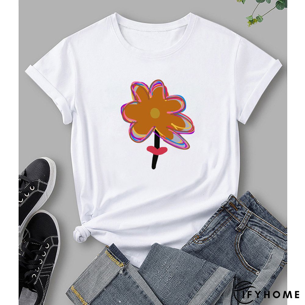 Fashion Round Neck Letter Print T-shirt | IFYHOME