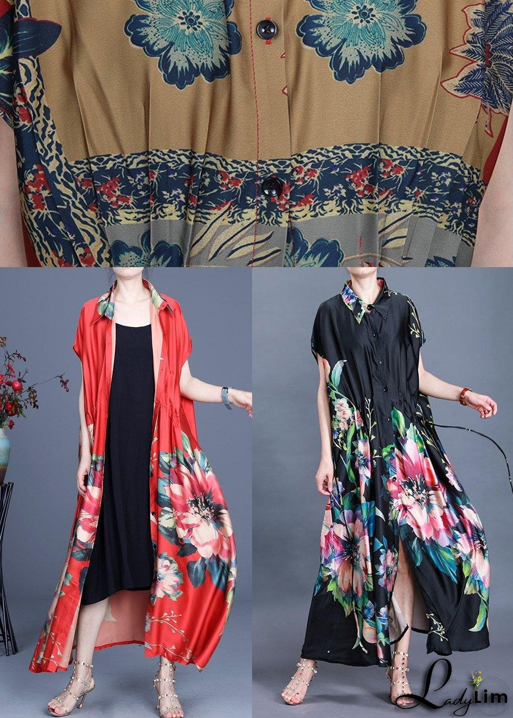 Boutique Yellow Print Summer Short Sleeve Cardigan Long