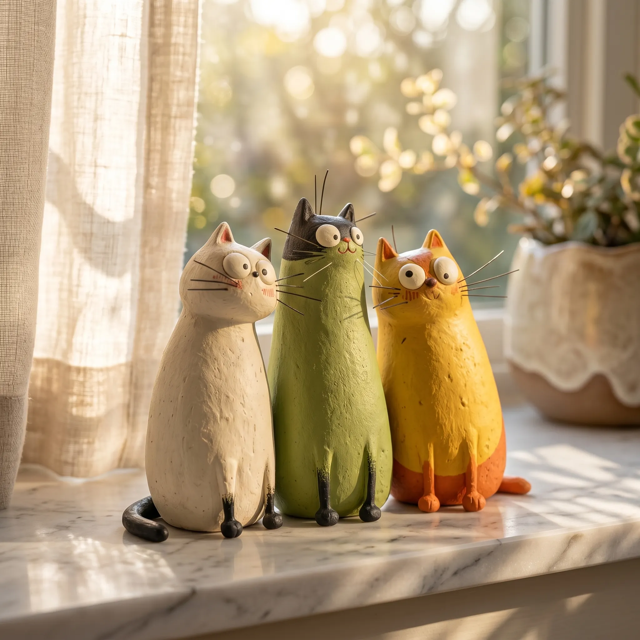 🐱Handmade Cat Figurine – Cute Artistic Desktop Decoration 💙