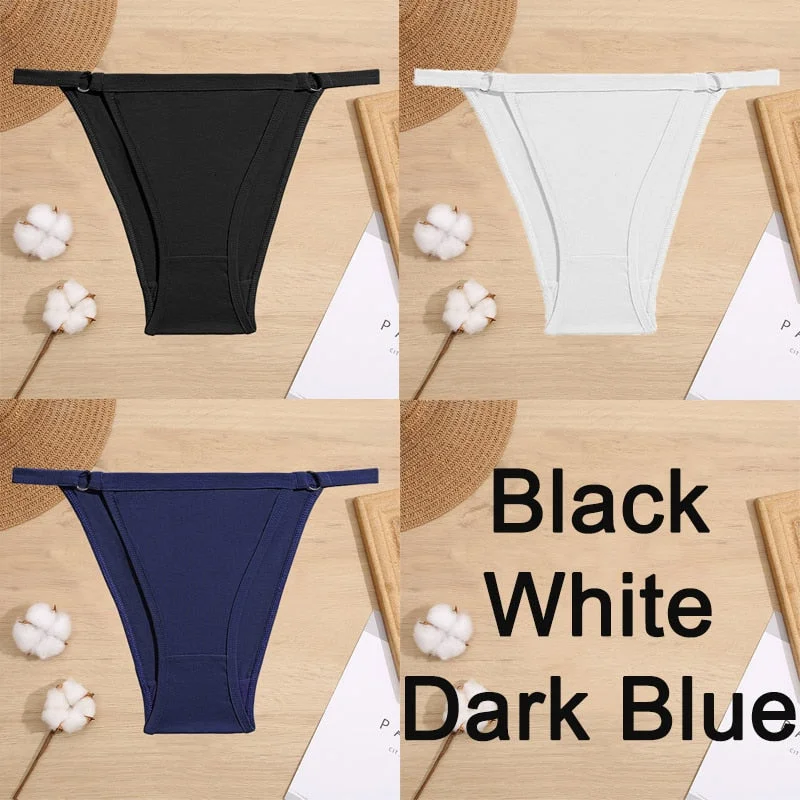 3PCS/Set Cotton Panties Underwear Bikini Style Women's Lingerie Sexy Panties Female Underpants Design Waist Band Briefs Pantys