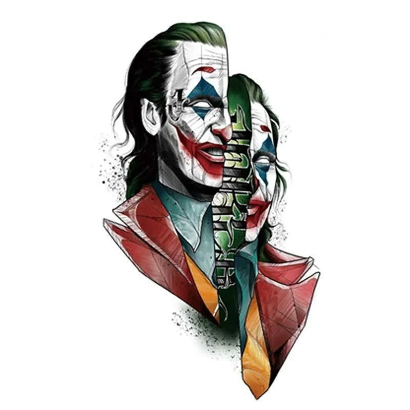 Dark Clown Flower Arm Temporary Tattoo Waterproof Simulation Long Lasting Fake Tattoo for Men Women Leg Arm Scar Tattoo Stickers