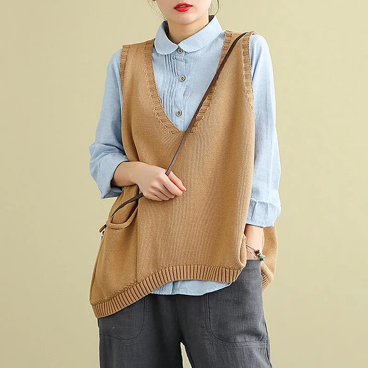 Women's Retro Knitted Pullover Sweater Vest