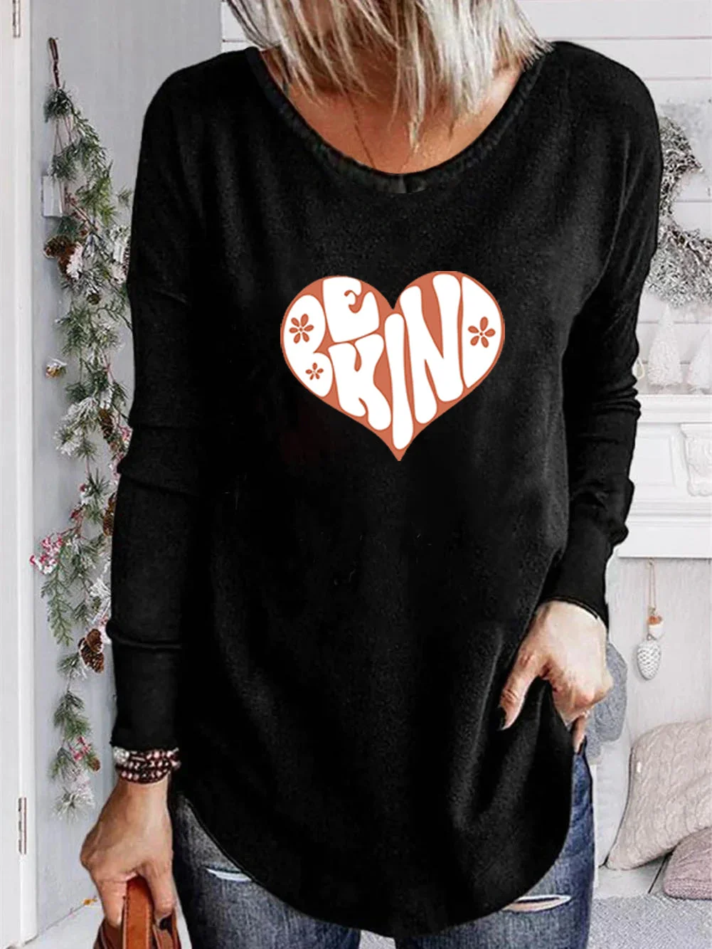 Unisex 100% Cotton Long Sleeve Crew Neck Be Kind Shirt