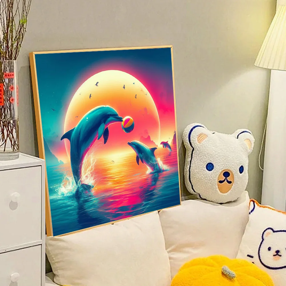 Diamond Painting - Full Round Drill - Dolphin(Canvas|40*40cm)