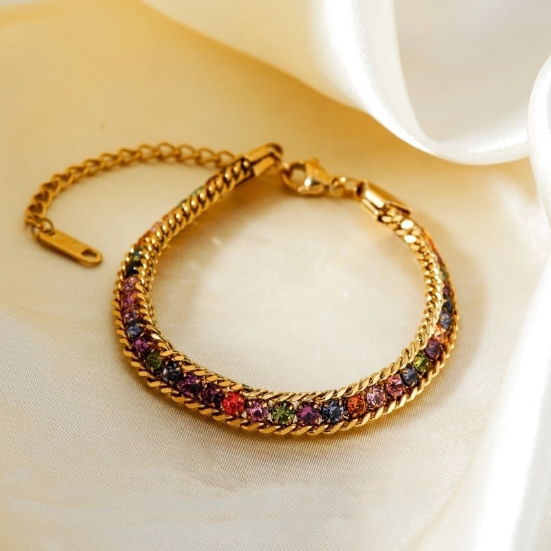 Modern Style Classic Style Irregular 304 Stainless Steel K Gold Plated Zircon Bracelets In Bulk