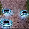 4Pcs LED Mosaic Solar Disk Light IP44 Waterproof Decorative Driveway Lamps Solar-Powered Ground Mosaic Disk Lamp for Outdoor Walkway Patio & Lawn