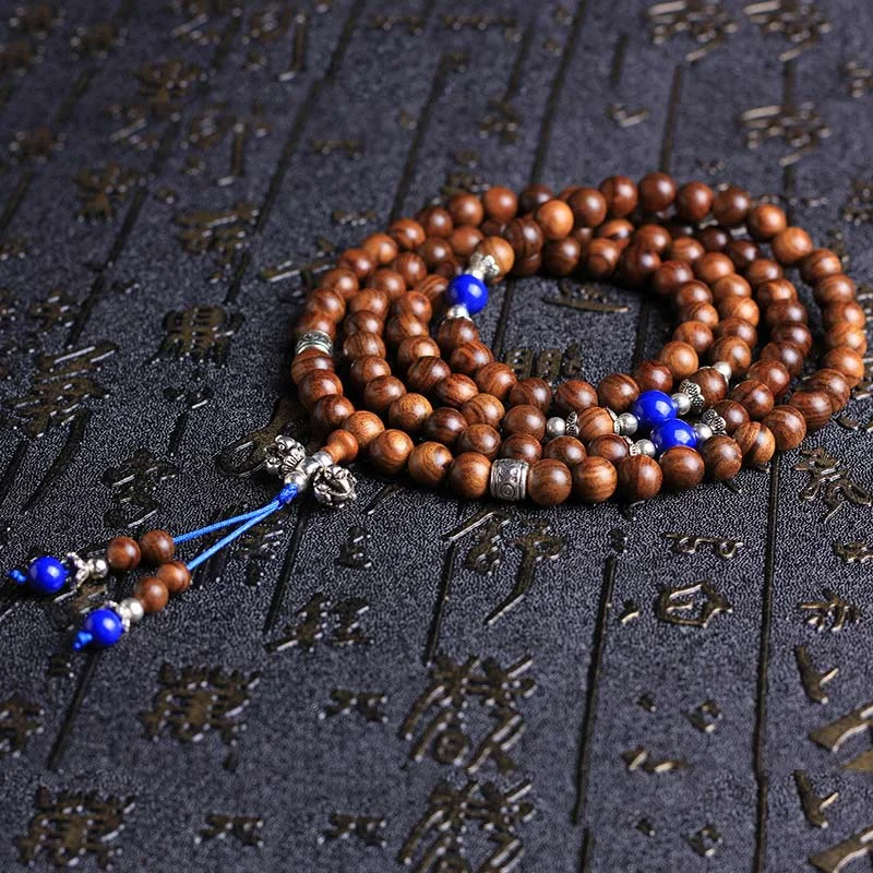 108 Beads Natural Rosewood Necklace Healing Bracelet Mala