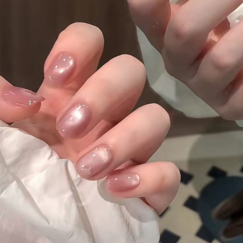 Wear Nail Beauty Nail Piece TikTok Hot Blush Gradient Butterfly Nail Sticker Finished Detachable Fake Nail