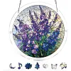 (18.5cm)DIY Acrylic Jigsaw Puzzle Window Hanging with Hanging Chain DIY Stained Glass Decoration Round Window Puzzle Decor for DIY Craft Project (Stained Glass Flower)