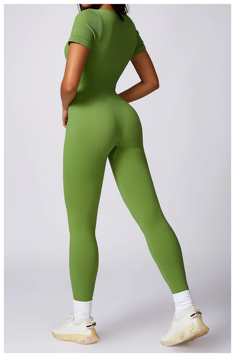 PASUXI New Arrival Hot Selling Seamless Ribbed Stretched Sport Women Yoga Rompers Solid Color Fitness One Piece Jumpsuit huanwei