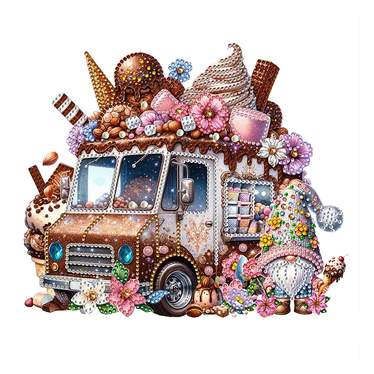 Partial Special-shaped Diamond Painting - Goblins And Ice Cream Trucks 30*30CM