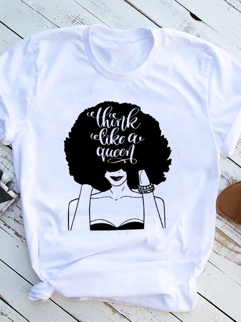 Woman Letters Creative Print Short-sleeved T-shirt
