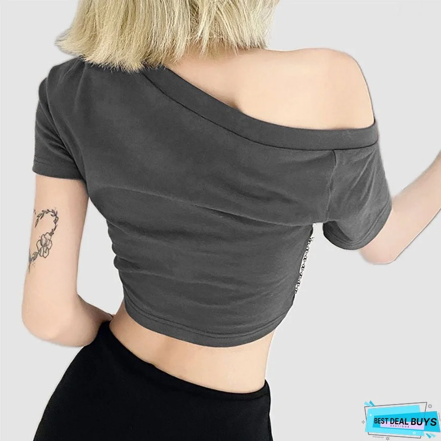 Heart Print Chain Crop Top