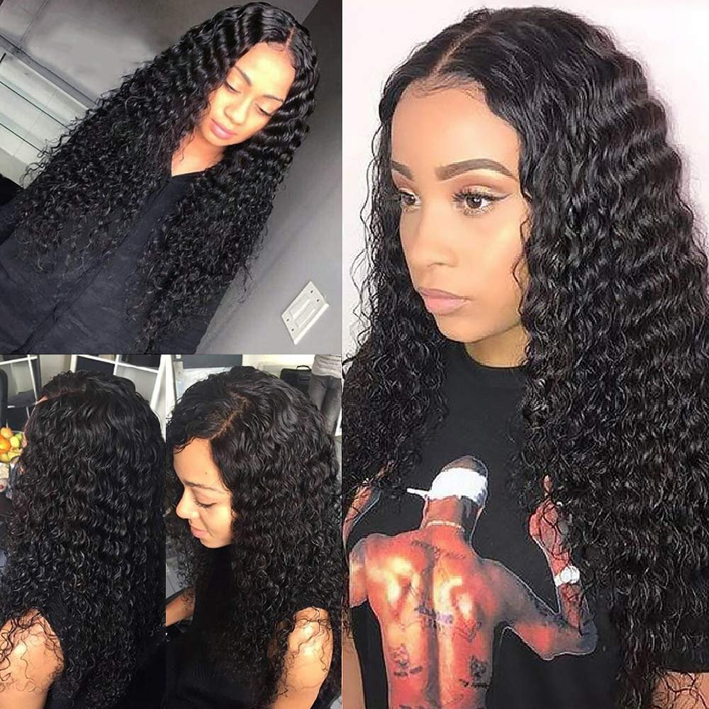 Transparent 13x4 Lace Front Human Hair Wigs Deep Wave Lace Wig PrePlucked Bleached Knots Deep Curly Wigs Zaesvini