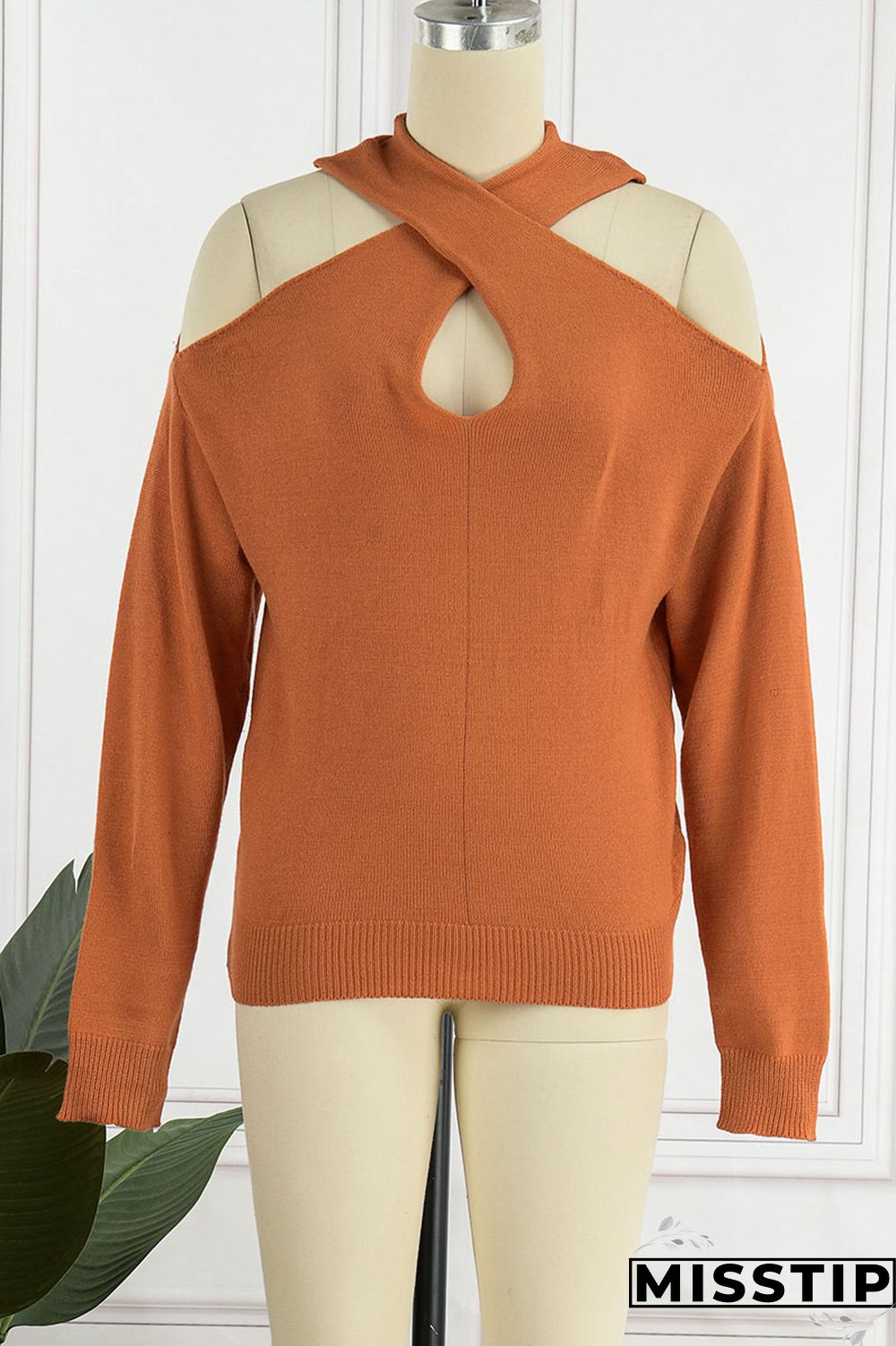 Green Casual Solid Hollowed Out Patchwork Halter Tops