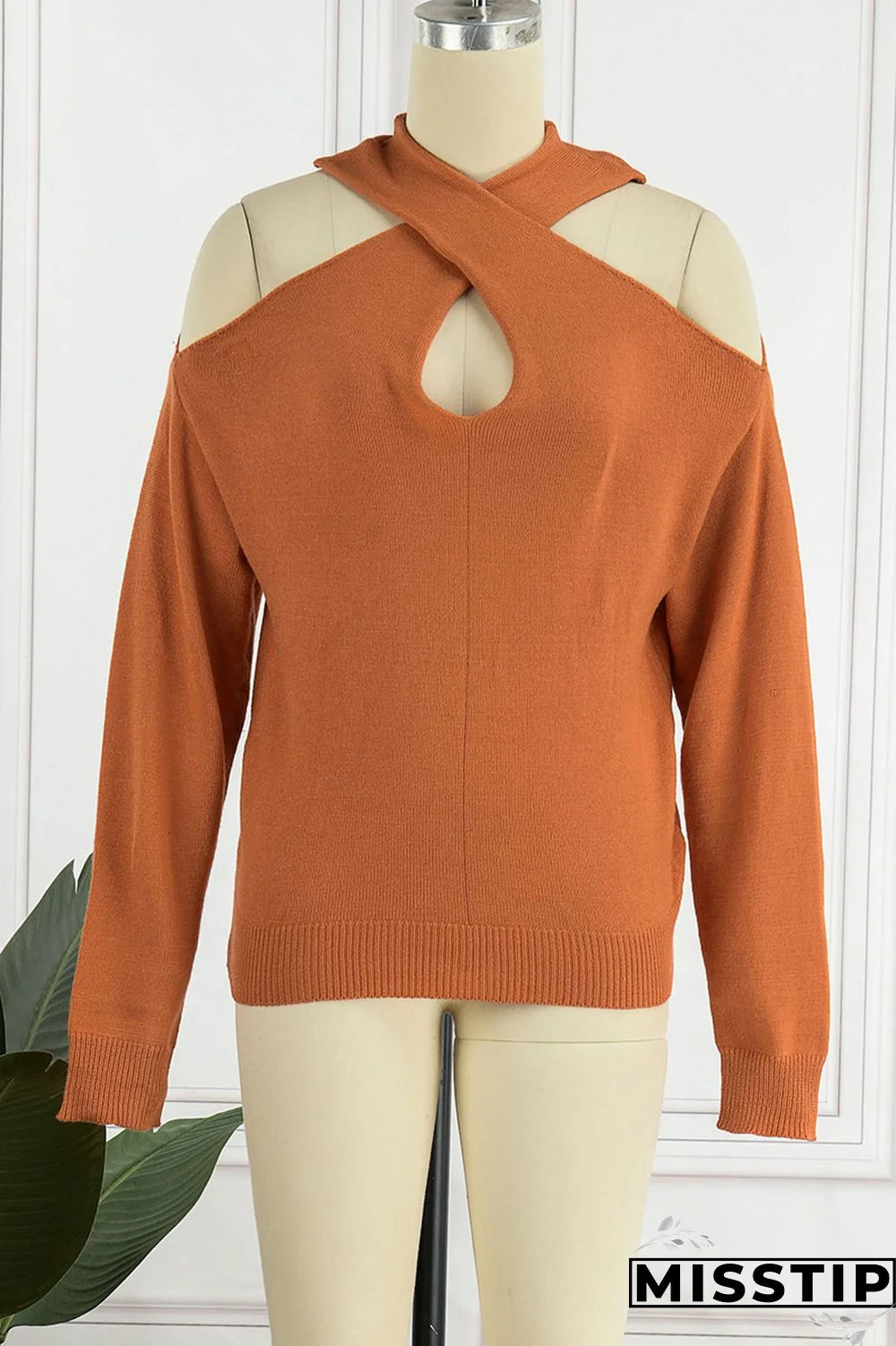 Green Casual Solid Hollowed Out Patchwork Halter Tops