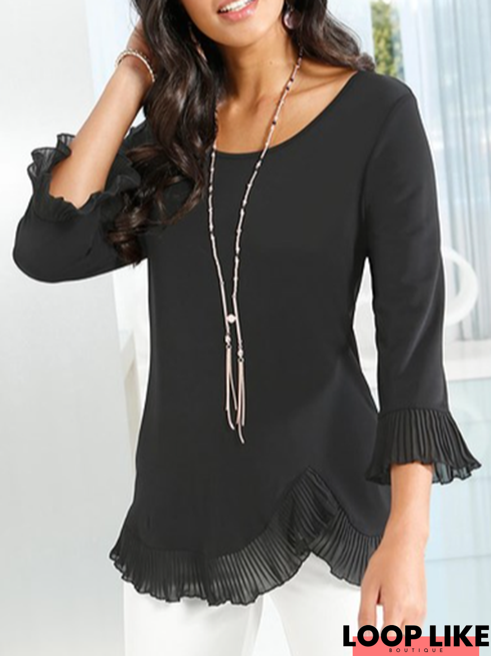 Plain Casual Crew Neck Loose Top