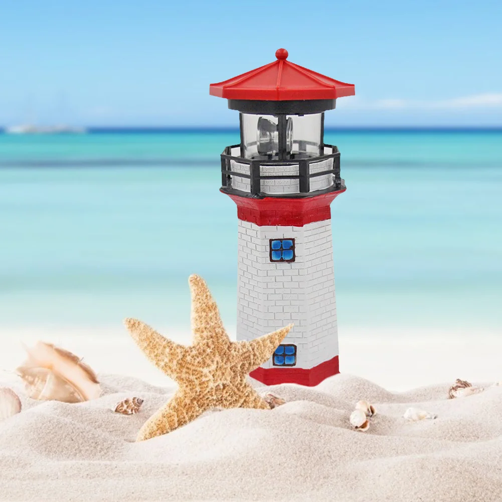 Lighthouse Solar LED Light Garden Outdoor Smart Sensor Rotating Lamp (Red)