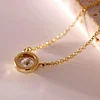 复制14K Yellow Gold Round Lab Diamond Bezel Necklace