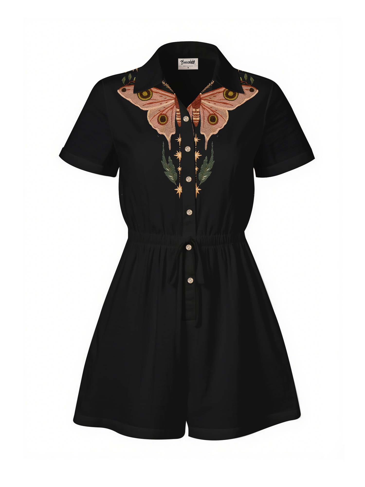 Moth And Flower - 100% Cotton Pocket Jumpsuit
