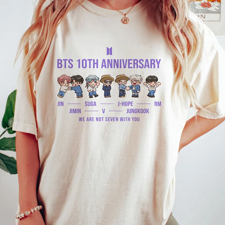 BTS Festa 10th Anniversary Cartoon Characters T-shirt