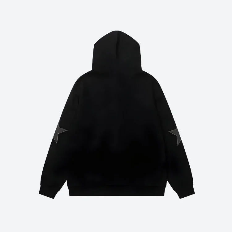 Brownm Star Patch Zip-Up Hoodie