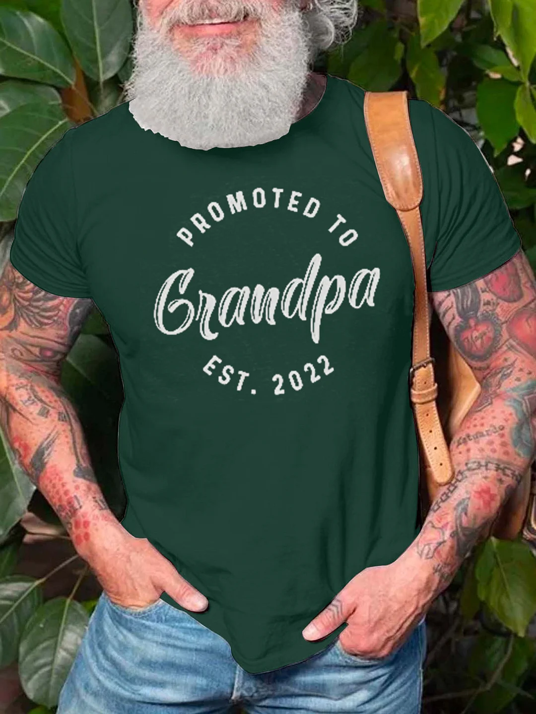 Mens Promoted to Grandpa 2022 Tshirt Funny New Baby Family Graphic Tee