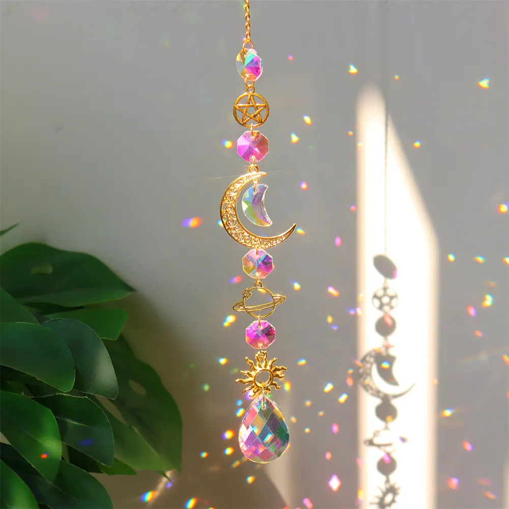 Star Crystal Chandelier Lighting Wind Chimes Curtain Home Garden Pendants