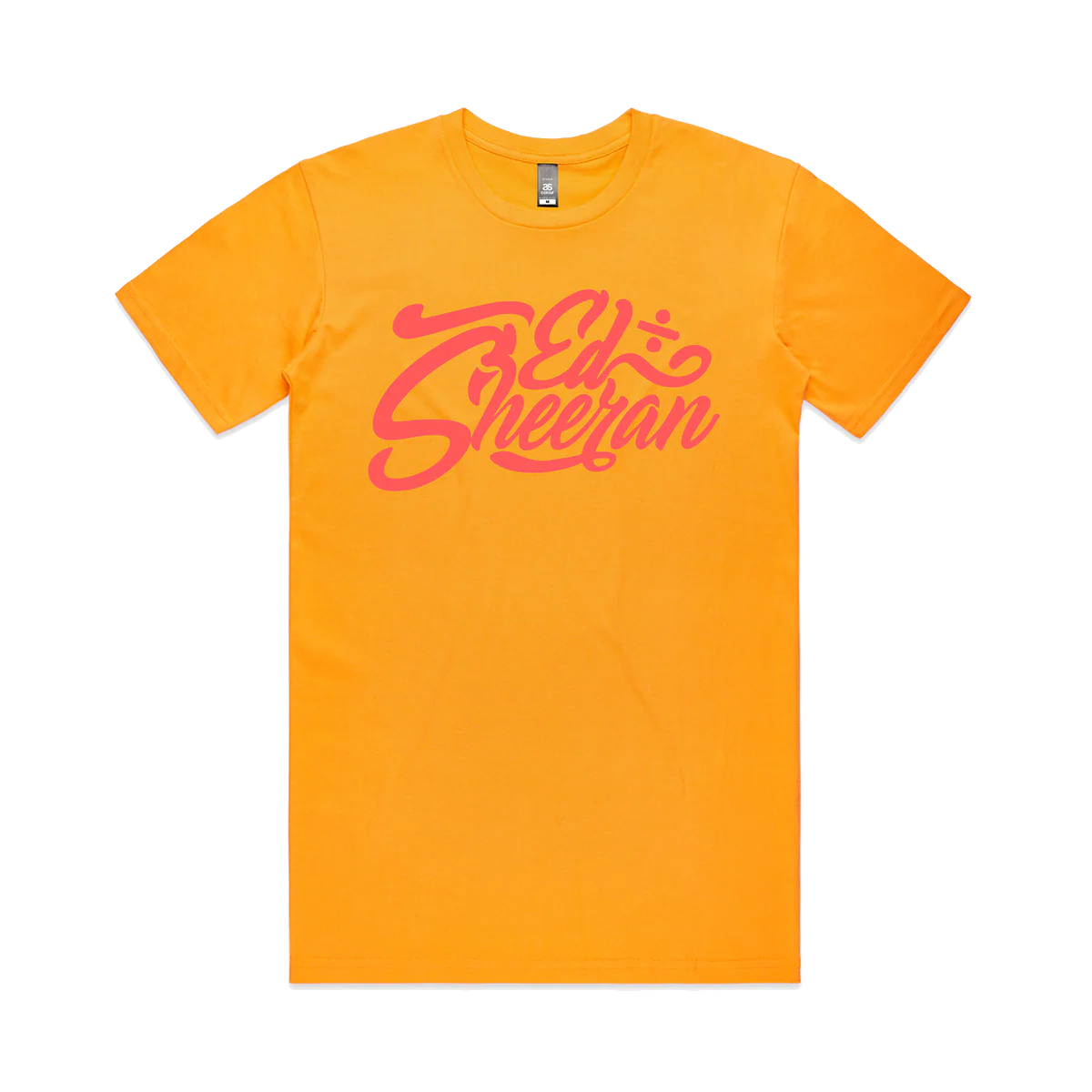 "Ed Sheeran yellow graphic t-shirt with script logo print"