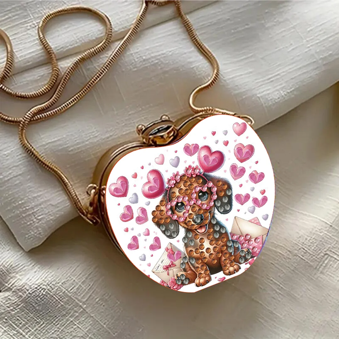 Dachshund DIY Acrylic Love Art Diamond Painting Coin Purse with Chain for Women