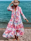 Hawaii Style Tie Dye Long Sleeves Maxi Dress