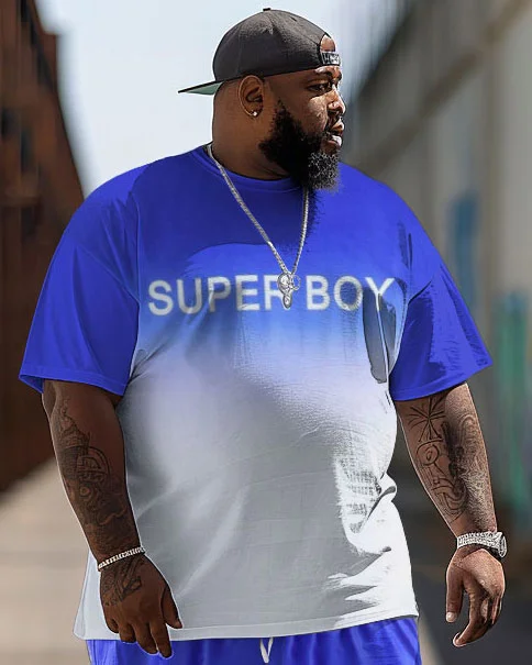 Men's Large Size Sugar Boy Street Color Matching Retro Hip-Hop Casual Two-piece Set