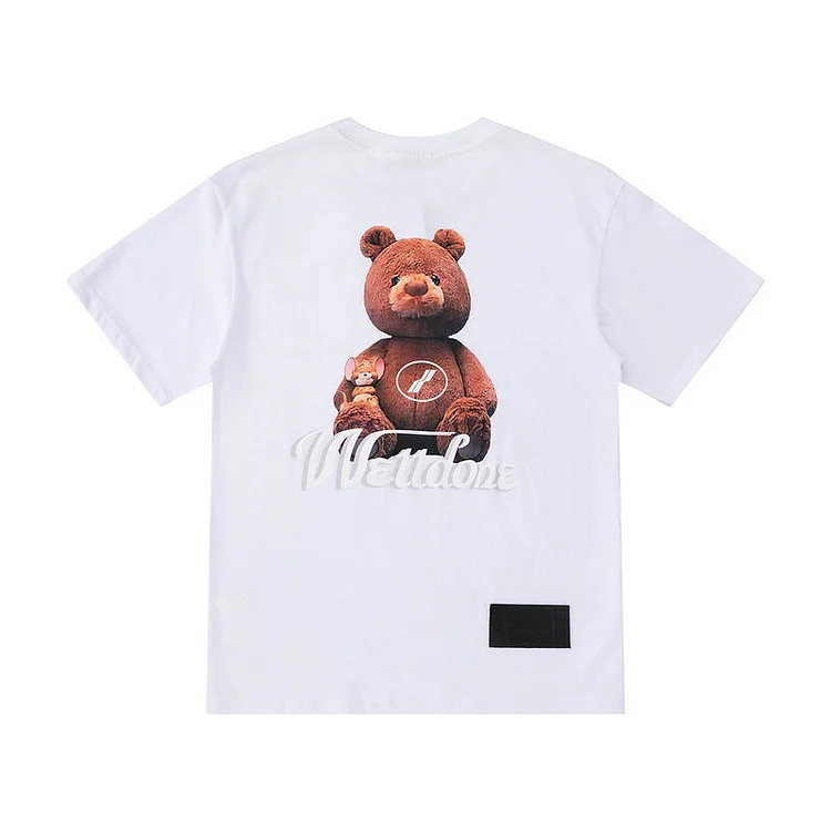 We11done T Shirt Teddy Bear Printed Loose Men's and Women's round Neck Short Sleeve Cotton