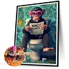 Diamond Painting -DIY Round Drill Newspaper-reading Chimpanzees