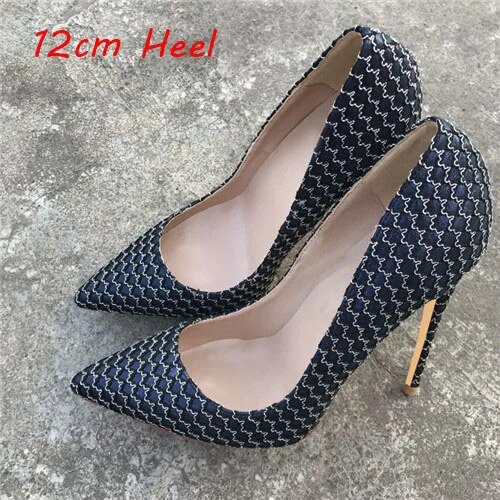 VCshoes High Heel Shallow Pointed Toe Shoes 12cm Party Shoes Wedding Banquet Shoes Bridal Shoes BM015