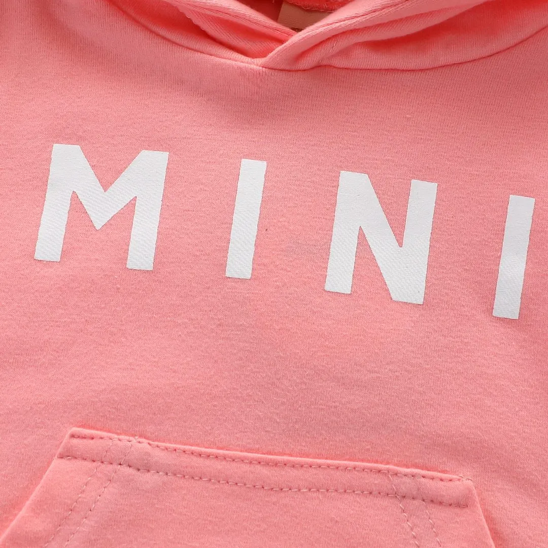 Spring Autumn Toddlers Sportwear 100% Cotton Clothes Set Baby Girls Lette Long Sleeve Hooded Top + Sports Style Trousers Kit
